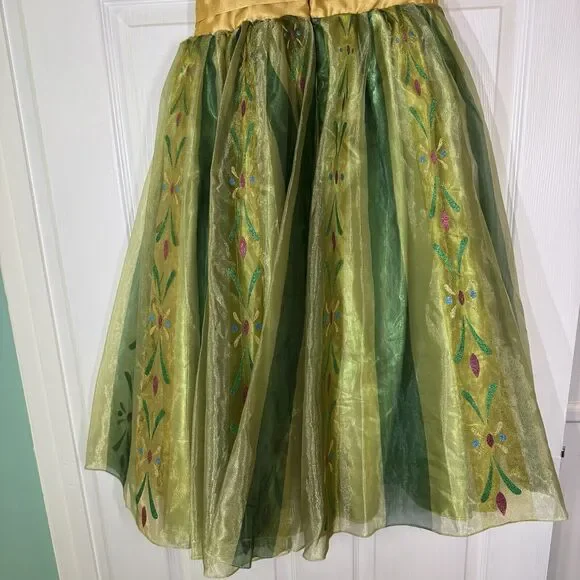 Disney Store Frozen Princess Anna Deluxe Coronation Costume Girls Sz 9/10 EUC - Picture 6 of 9